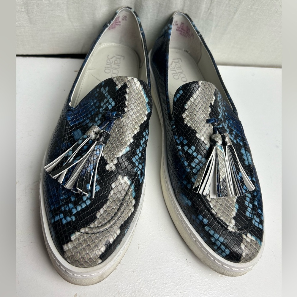 Franco Sarto faux snake slip on loafer with tassels
